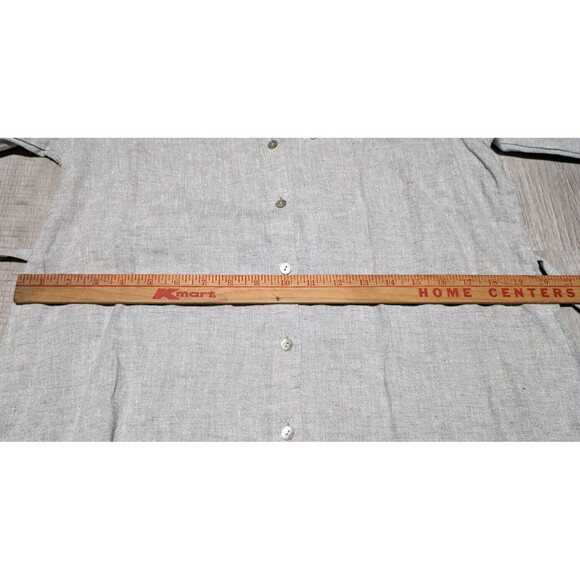 Eileen Fisher Dress Organic Linen Sparkle Gray Shirt Dress Midi Sz Medium Petite - Picture 14 of 14